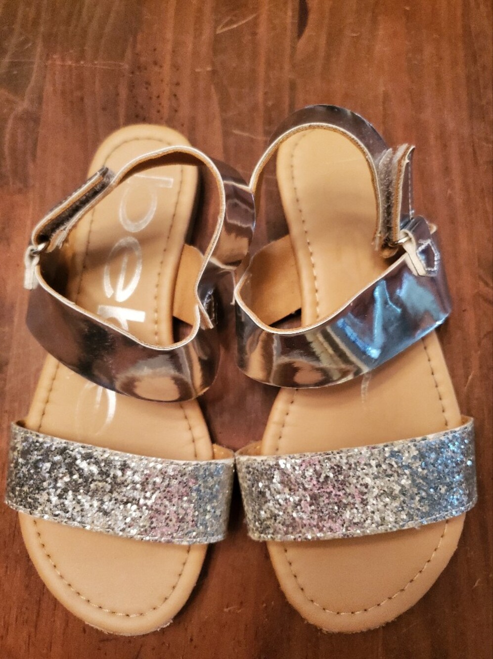 BeBe Girls' Silver Glitter Sandals